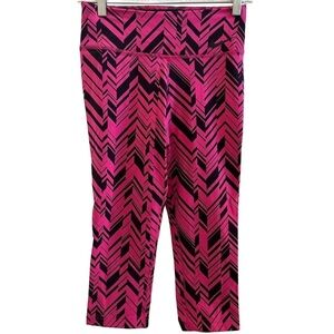 Nike Dri Fit Hot Pink Black Biking Yoga Workout Capri Leggings Small Neon Bright